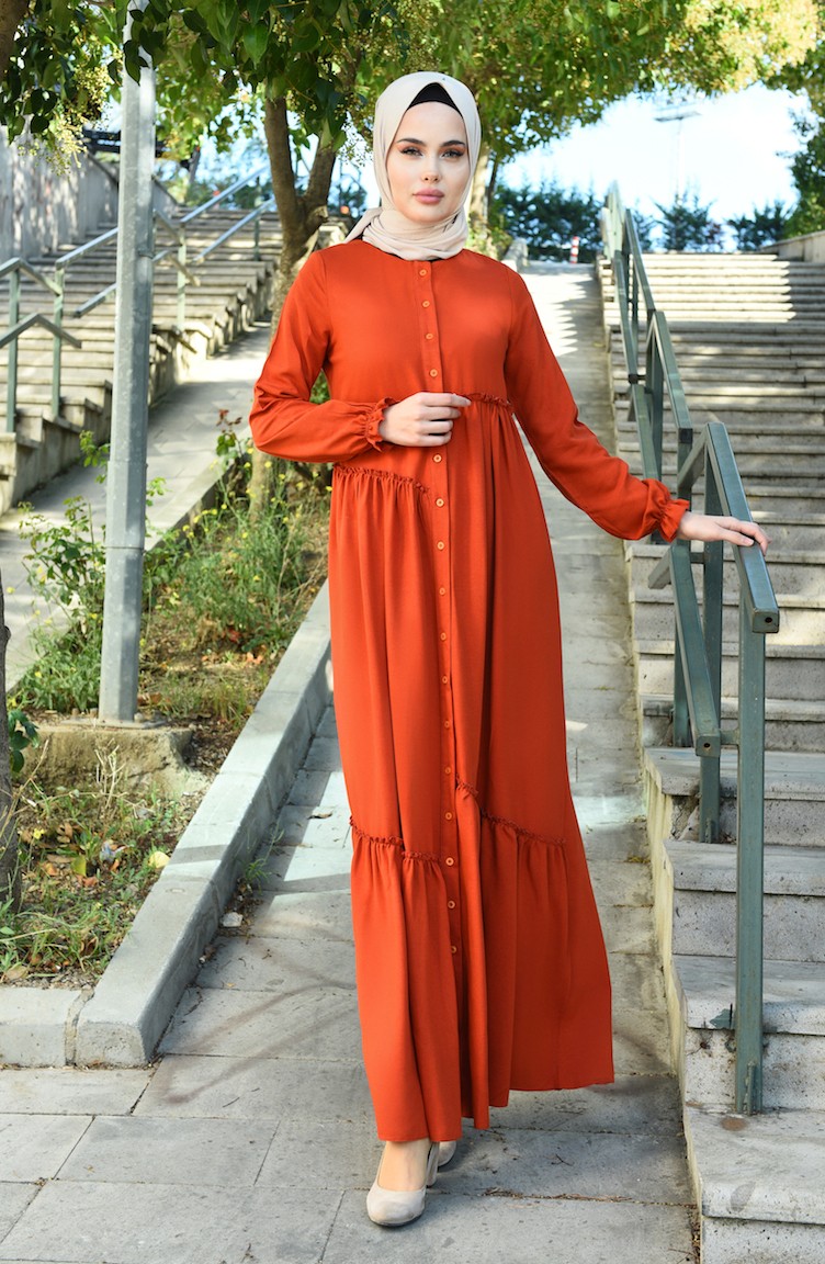 Robe Hijab Couleur brique 8025 01 Sefamerve
