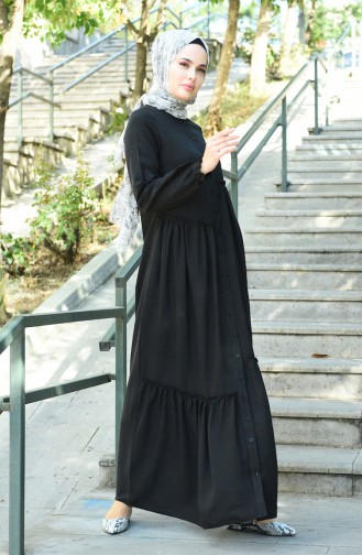 Schwarz Hijab Kleider 8025-02