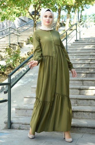 Khaki Hijab Dress 8025-05