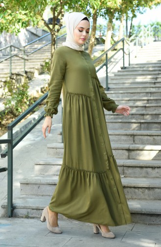 Khaki Hijab Kleider 8025-05