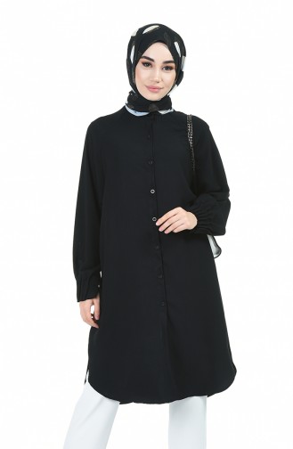 Düğmeli Yazlık Tunik 0930-01 Siyah