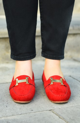 حذاء مسطح أحمر 2031-08