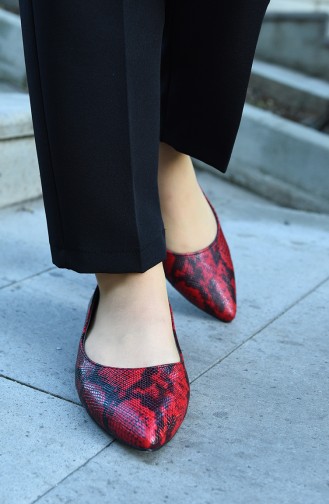Red Woman Flat Shoe 381-02