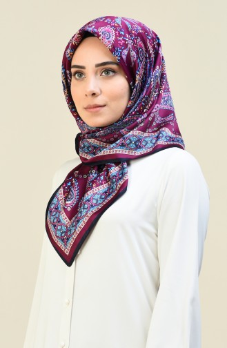 Karaca Patterned Rayon Scarf Navy Blue Purple 90614-03