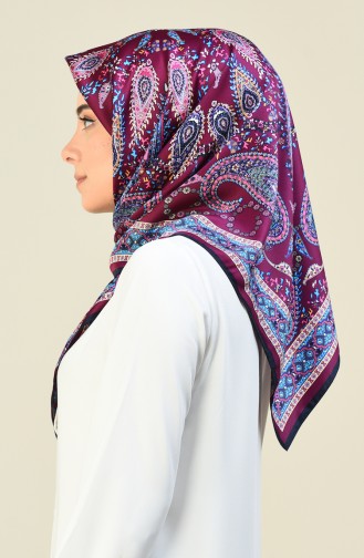 Karaca Patterned Rayon Scarf Navy Blue Purple 90614-03