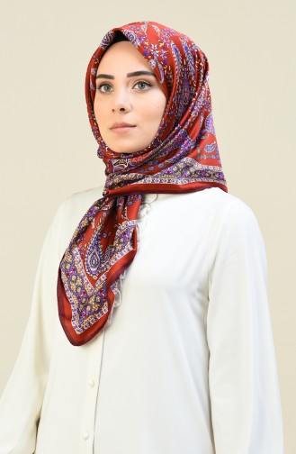 Karaca Patterned Rayon Scarf Bordeaux Brick 90614-08