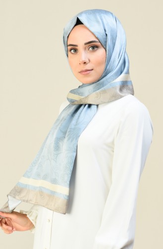 Patterned Cotton Shawl Ice Blue 95304-01