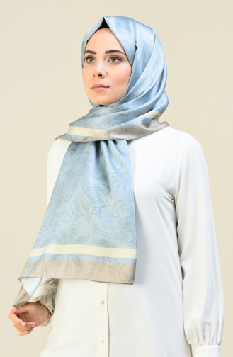 Patterned Cotton Shawl Ice Blue 95304-01