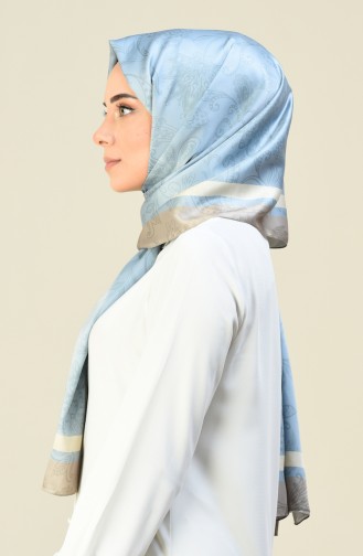 Patterned Cotton Shawl Ice Blue 95304-01