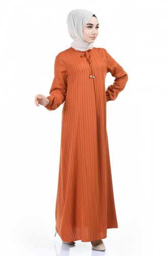 Ziegelrot Hijab Kleider 0552-09