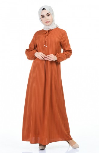 Brick Red Hijab Dress 0552-09