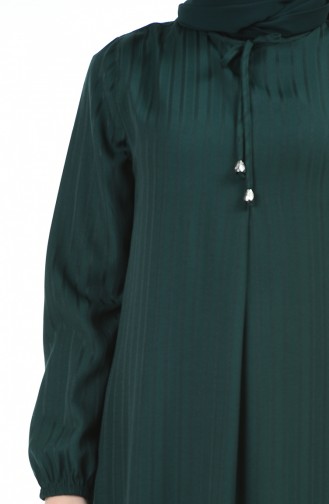 Kolu Lastikli Viskon Elbise 0552-10 Zümrüt Yeşil