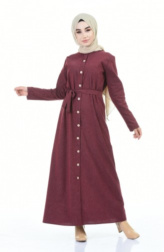 Claret Red Hijab Dress 6017-03