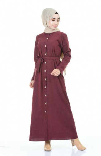 Claret Red Hijab Dress 6017-03
