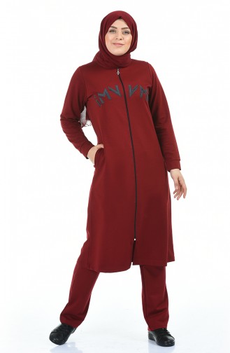 Fermuarlı Eşofman Takım 99222-06 Bordo