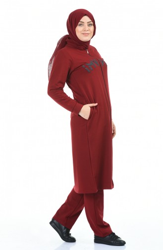 Fermuarlı Eşofman Takım 99222-06 Bordo