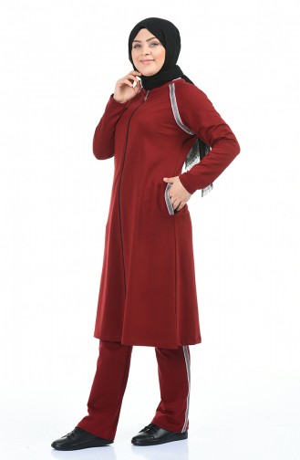 Spor Tunik Pantolon İkili Takım 99229-06 Bordo