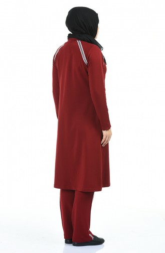 Spor Tunik Pantolon İkili Takım 99229-06 Bordo