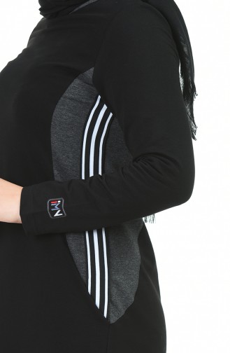 Şeritli Spor Elbise 99226-01 Siyah