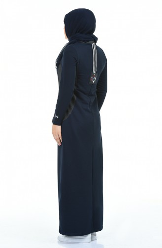 Navy Blue Hijab Dress 99226-02