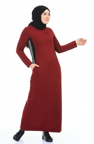 Claret Red Hijab Dress 99226-04