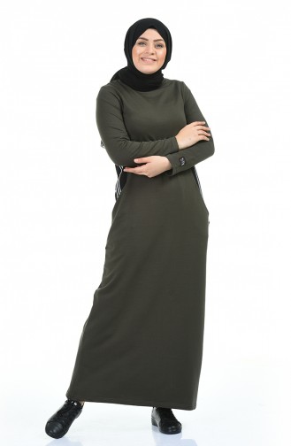 Khaki Hijab Dress 99226-06