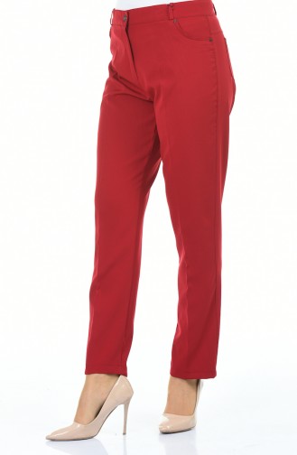 Straight Leg Trousers with Pockets 0004-06 Claret Red 0004-06