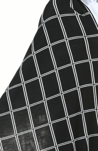 Triko Desenli Omuz Şalı 1009H-01 Siyah Beyaz