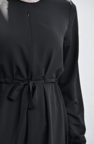 Hidden Zipper Detail Straight Dress Black 8018-01