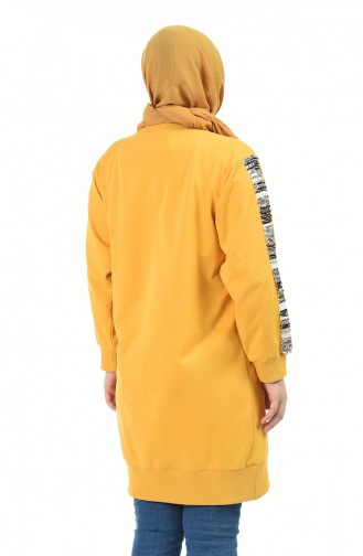 Büyük Beden Payet Detaylı Sweatshirt 3246-04 Sarı
