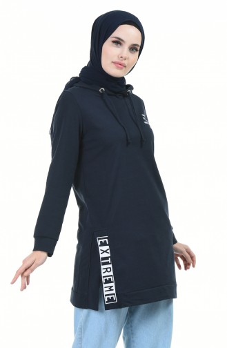 Kapüşonlu Sweatshirt 1582-05 Lacivert