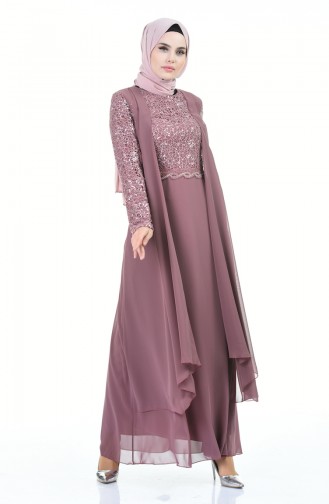 Robe de Soirée Détail à Paillettes 52758-08 Rose Pâle 52758-08