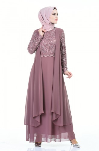 Beige-Rose Hijab-Abendkleider 52758-08