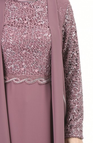 Dusty Rose Hijab Evening Dress 52758-08