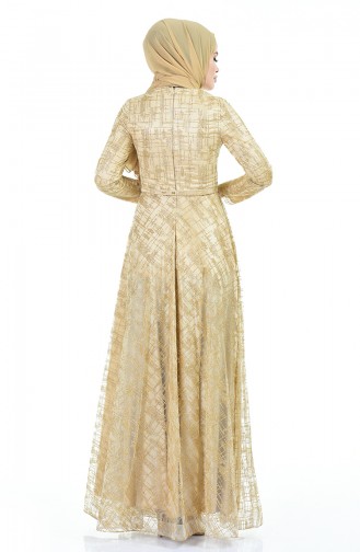 Gold Hijab Evening Dress 9111-01