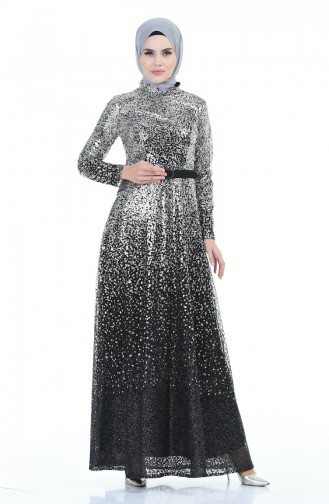 Black Hijab Evening Dress 9120-01