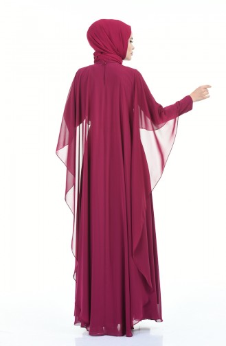 Plum Hijab Evening Dress 9202-01