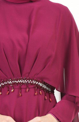 Plum Hijab Evening Dress 9202-01