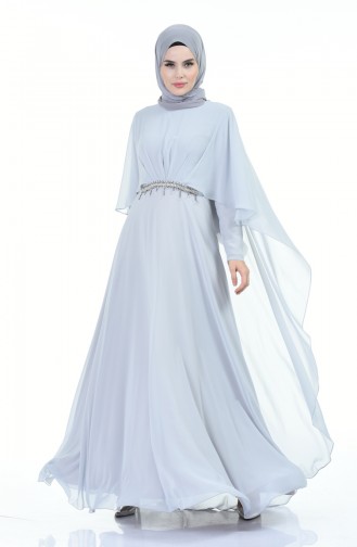 Grau Hijab-Abendkleider 9202-03