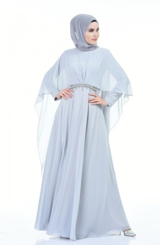 Grau Hijab-Abendkleider 9202-03