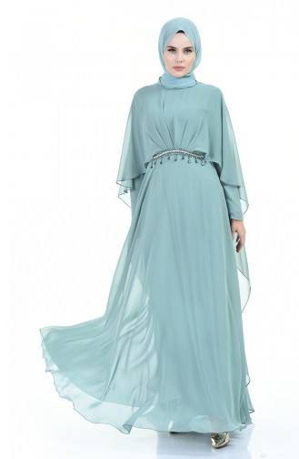 Green Almond Hijab Evening Dress 9202-04