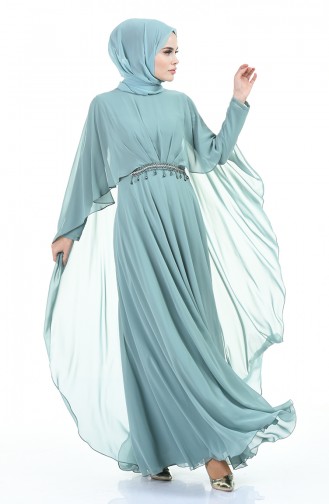 Unreife Mandelgrün Hijab-Abendkleider 9202-04