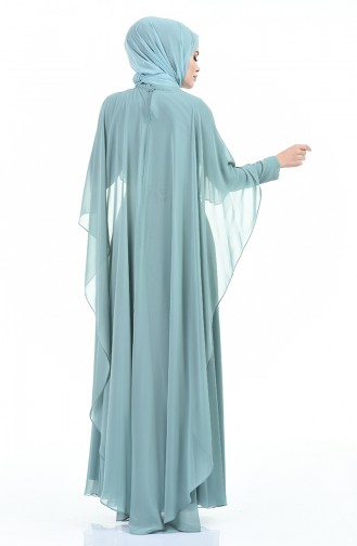 Green Almond Hijab Evening Dress 9202-04