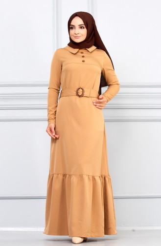 Camel Hijab Dress 5042-07