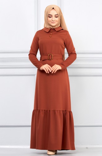 Zimtfarbig Hijab Kleider 5042-08