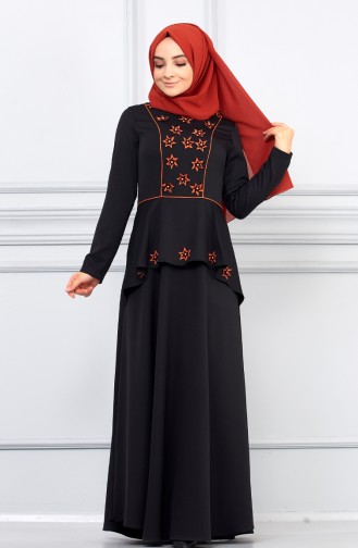 Schwarz Hijab Kleider 5041-07