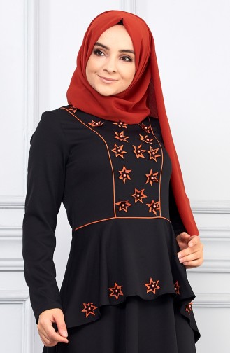 Schwarz Hijab Kleider 5041-07