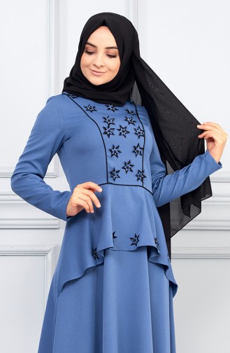Indigo Hijab Dress 5041-04