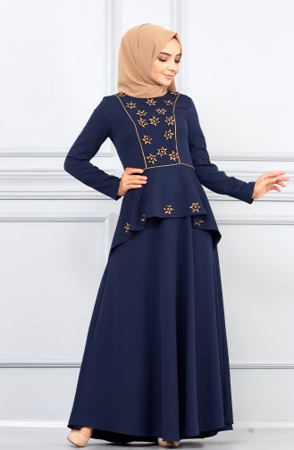 Dunkelblau Hijab Kleider 5041-08