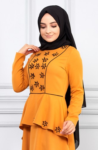 Senf Hijab Kleider 5041-01